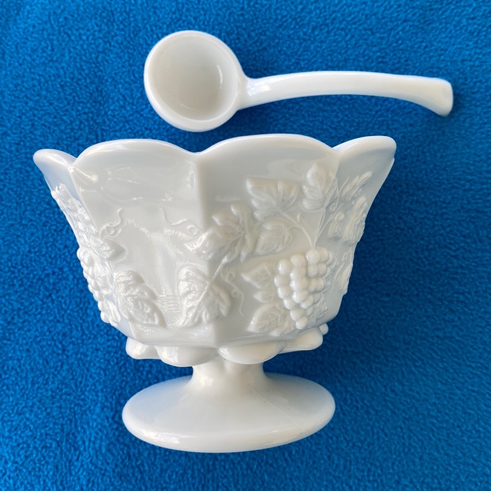 Westmoreland Milk Glass Bowl and Spoon Vintage